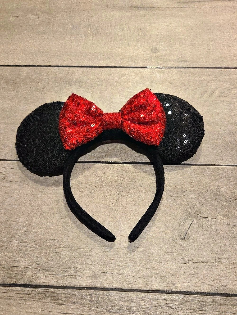 Disney Minnie Mouse Black Sequin Ears Headband